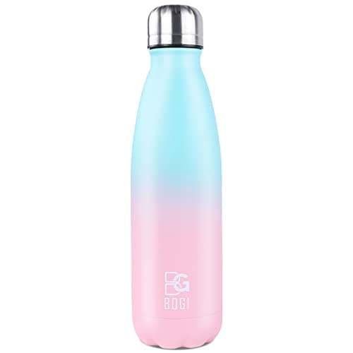 BOGI Doppelwandige Thermosflasche Edelstahl Trinkflasche Kinder Trinkflasche Schule Himmelblau Pink
