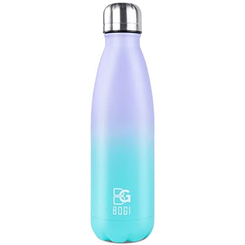 BOGI Doppelwandige Thermosflasche Edelstahl Trinkflasche Kinder Trinkflasche Schule Himmelblau Pink