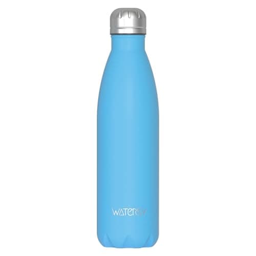 WATERSY Doppelwandige Edelstahl-Trinkflasche 500 ml Kinder ThermoSafe BPA-Frei Kalt&Warm Sprudel Dunkel Blau Sport Gym