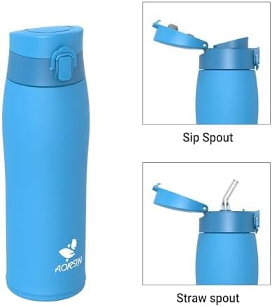 AORIN Trinkflasche Edelstahl 18/8, 500ml, BPA-Frei, Doppelwandig Isolierflasche für Sport, Schule und Outdooraktivitäten