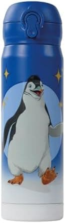 AWAVE Schule Magische Tiere Trinkflasche Kinder Edelstahl 380ml Blau Kohlensäure geeignet Thermosflasche Juri Einhandöff