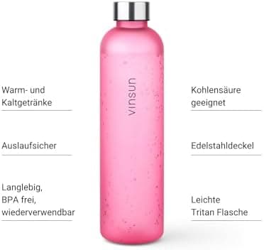 VINSUN Trinkflasche 1000ml - auslaufsicher, BPA frei, Tritan - Leichte Wasserflasche für Sport und Outdoor activities -