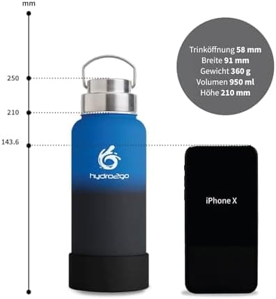 hydro2go Edelstahl Trinkflasche Mit Strohhalm, Bpa-Frei, Isolierflasche Für Kinder, Sport & Outdoor, 12h Heiß 24h Kalt H