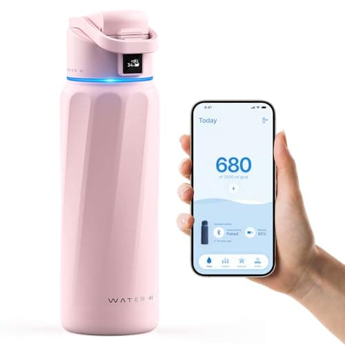 WATERH Boost Smart-Wasserflasche für Geschenke - mit Erinnerungsfunktion & Wasserspender, Edelstahl, 907 ml, Hochglanzsc