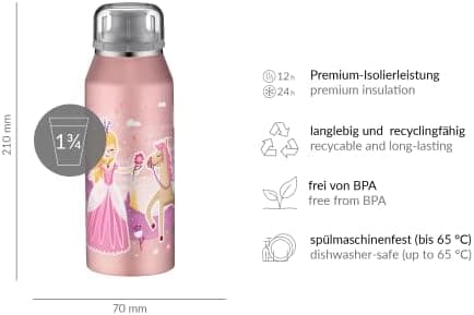 ALFI Kids ISO BOTTLE 350ml - Idas Schule der Magischen Tiere - Isoliertrinkflasche Kinder Edelstahl - hält 12 Stunden he
