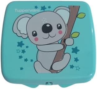 Tupperware Quadratische Sandwich-Box Aufbewahrungsbox Brotdose mit Scharnier und Verriegelung (türkis Koala Bär)