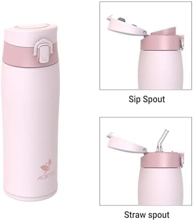 AORIN Trinkflasche Edelstahl 18/8, 500ml, BPA-Frei, Doppelwandig Isolierflasche für Sport, Schule und Outdooraktivitäten