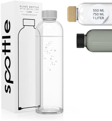 Spottle Glas Trinkflasche - 1 Liter - Für Kohlensäuregetränke - Spülmaschinenfest & auslaufsicher
