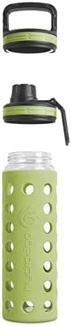 Hydro2go Glas-Trinkflasche mit Silikonhülle – Spülmaschinenfest, 100% Auslaufsicher & BPA-frei – Ideal für Kinder & Fami