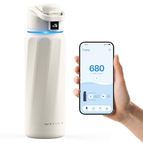 WATERH Boost Smart-Wasserflasche für Geschenke - mit Erinnerungsfunktion & Wasserspender, Edelstahl, 907 ml, Hochglanzsc