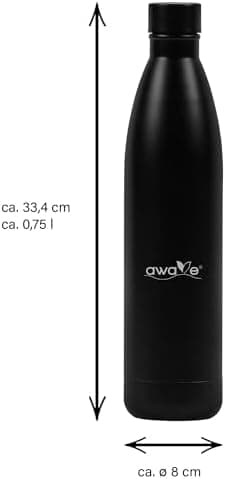 AWAVE Recycelte Edelstahl Trinkflasche 500 ml Doppelwandig Isolierte Thermo Flasche -Auslaufsicher, für Schule und Büro