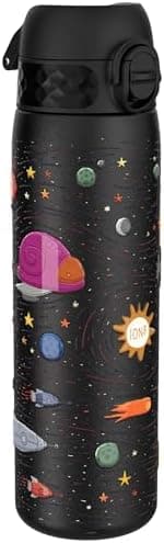 ion8 Leicht Stahl-Trinkflasche, 600 ml, Auslaufsicher, EineHandöffnung, Verriegelungsfunktion, Spülmaschinenfest, Klappd