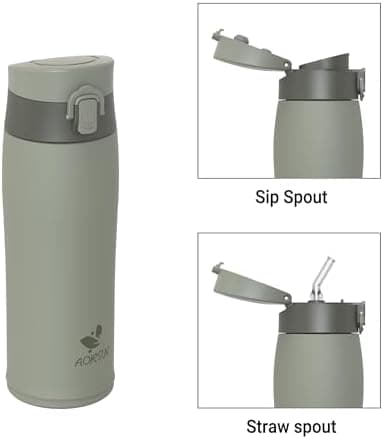 AORIN Trinkflasche Edelstahl 18/8, 500ml, BPA-Frei, Doppelwandig Isolierflasche für Sport, Schule und Outdooraktivitäten