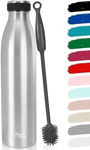 Milu Edelstahl Trinkflasche für Erwachsene – 750ml Isolierflasche zum Tragen – auslaufsicher, Kohlensäuregerecht inkl. R
