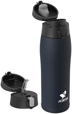 AORIN Trinkflasche Edelstahl 18/8, 500ml, BPA-Frei, Doppelwandig Isolierflasche für Sport, Schule und Outdooraktivitäten