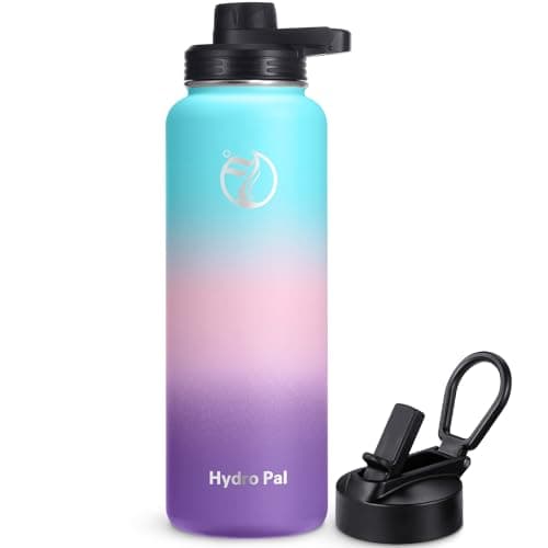 HydroPal Edelstahl Trinkflasche - Isolierte Flasche mit Strohhalm & 2 Deckeln, Auslaufsichere Isolierung für Sport, 500m