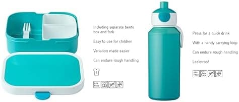 Mepal Brotdose Kinder Campus BPA-frei Animal Friends | Spezialfächerr box mit Gabel & Clip-Verschluss | 750 ml für Kinde