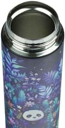 Baagl Jungle Panda Kinder Trinkflasche – Auslaufsichere Edelstahl Thermosflasche mit Silikon-Strohhalm – BPA-freie Flasc