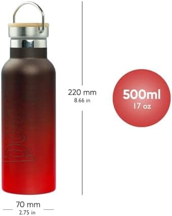 Baagl Thermosflasche Kinder Edelstahl – Auslaufsichere Wasserflasche für Mädchen – BPA-freie Flasche mit Bambusdeckel –