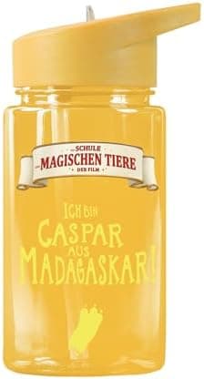 AWAVE Schule Magische Tiere Trinkflasche Kinder Edelstahl 380ml Blau Kohlensäure geeignet Thermosflasche Juri Einhandöff