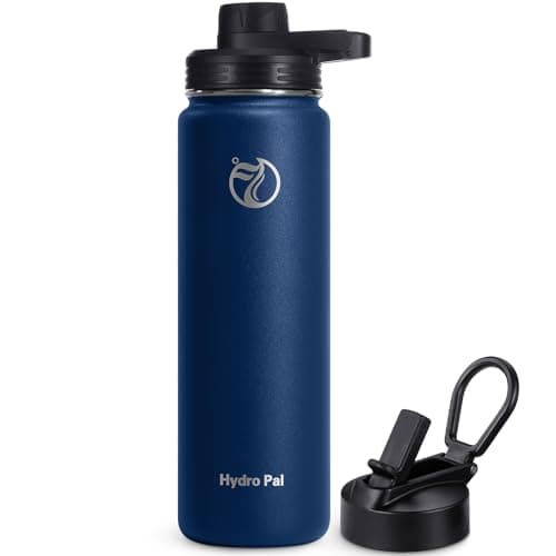 HydroPal Edelstahl Trinkflasche - Isolierte Flasche mit Strohhalm & 2 Deckeln, Auslaufsichere Isolierung für Sport, 500m