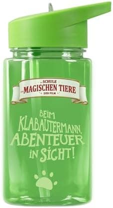 AWAVE Schule Magische Tiere Trinkflasche Kinder Edelstahl 380ml Blau Kohlensäure geeignet Thermosflasche Juri Einhandöff