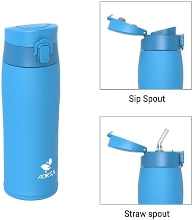 AORIN Trinkflasche Edelstahl 18/8, 500ml, BPA-Frei, Doppelwandig Isolierflasche für Sport, Schule und Outdooraktivitäten