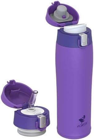 AORIN Trinkflasche Edelstahl 18/8, 500ml, BPA-Frei, Doppelwandig Isolierflasche für Sport, Schule und Outdooraktivitäten
