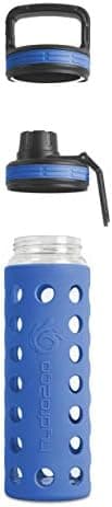 Hydro2go Glas-Trinkflasche mit Silikonhülle – Spülmaschinenfest, 100% Auslaufsicher & BPA-frei – Ideal für Kinder & Fami