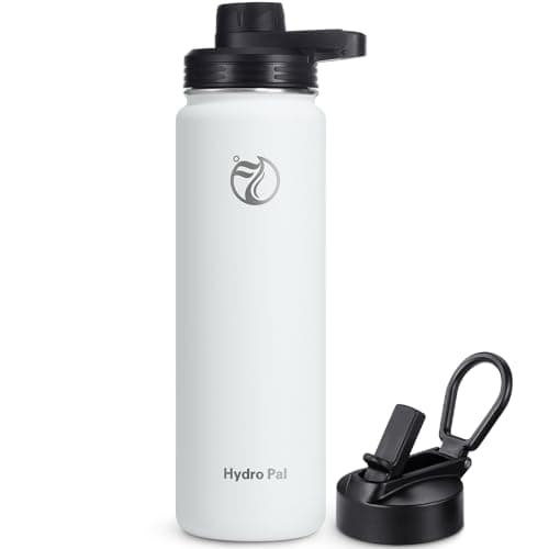 HydroPal Edelstahl Trinkflasche - Isolierte Flasche mit Strohhalm & 2 Deckeln, Auslaufsichere Isolierung für Sport, 500m