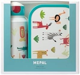 Mepal Brotdose Kinder Campus BPA-frei Animal Friends | Spezialfächerr box mit Gabel & Clip-Verschluss | 750 ml für Kinde