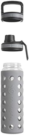 Hydro2go Glas-Trinkflasche mit Silikonhülle – Spülmaschinenfest, 100% Auslaufsicher & BPA-frei – Ideal für Kinder & Fami