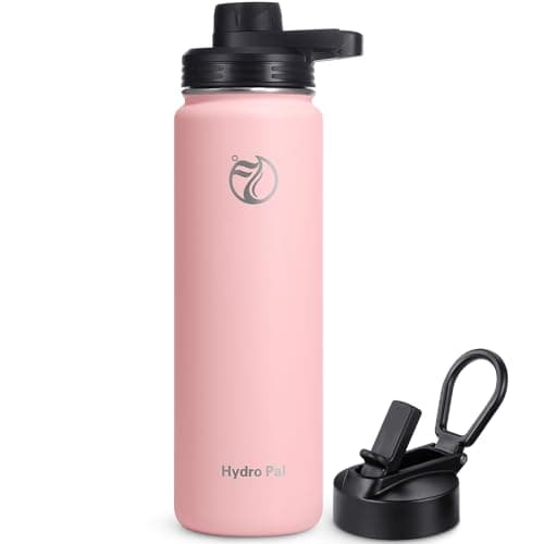 HydroPal Edelstahl Trinkflasche - Isolierte Flasche mit Strohhalm & 2 Deckeln, Auslaufsichere Isolierung für Sport, 500m
