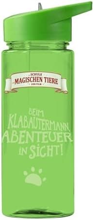 AWAVE Schule Magische Tiere Trinkflasche Kinder Edelstahl 380ml Blau Kohlensäure geeignet Thermosflasche Juri Einhandöff