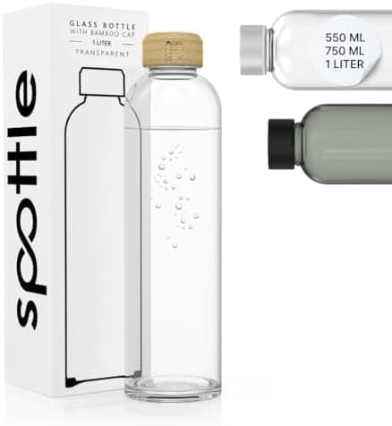 Spottle Glas Trinkflasche - 1 Liter - Für Kohlensäuregetränke - Spülmaschinenfest & auslaufsicher