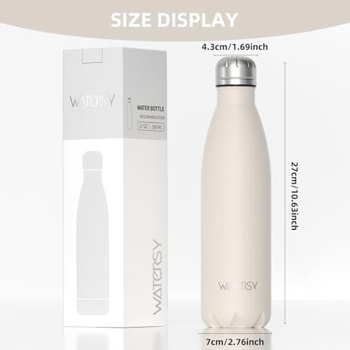 WATERSY Doppelwandige Edelstahl-Trinkflasche 500 ml Kinder ThermoSafe BPA-Frei Kalt&Warm Sprudel Dunkel Blau Sport Gym