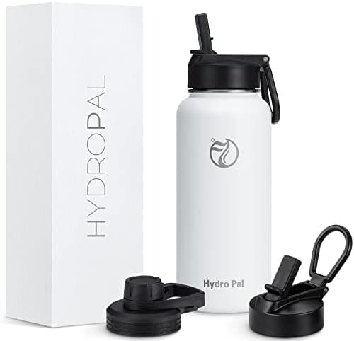 HydroPal Edelstahl Trinkflasche - Isolierte Flasche mit Strohhalm & 2 Deckeln, Auslaufsichere Isolierung für Sport, 500m