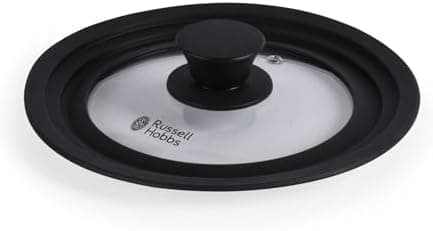 Russell Hobbs Universaldeckel aus gehärtetem Glas für 16-20cm Töpfe + Dampfaustritt + Silikonrand + Durchsichtig