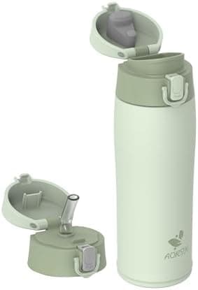 AORIN Trinkflasche Edelstahl 18/8, 500ml, BPA-Frei, Doppelwandig Isolierflasche für Sport, Schule und Outdooraktivitäten