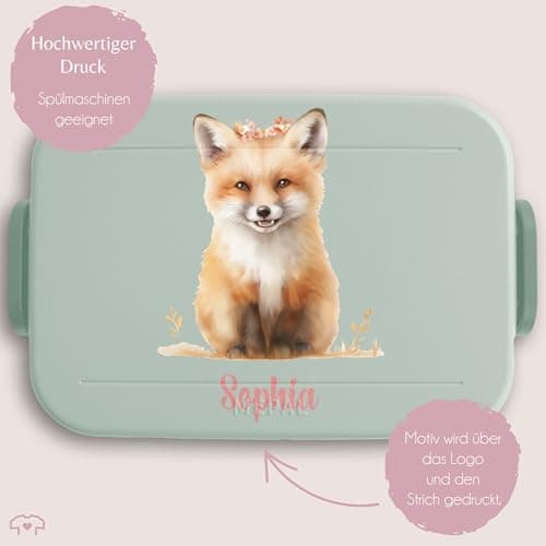 Mepal Bento Box Midi Fuchs Lunchbox - Niedliche Brotdose für Kinder | Auslaufsicher und langlebig | Sage Grün - 900 ml