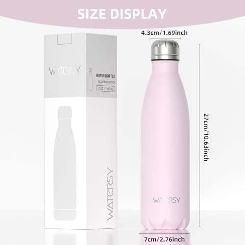 WATERSY Doppelwandige Edelstahl-Trinkflasche 500 ml Kinder ThermoSafe BPA-Frei Kalt&Warm Sprudel Dunkel Blau Sport Gym