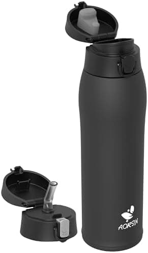 AORIN Trinkflasche Edelstahl 18/8, 500ml, BPA-Frei, Doppelwandig Isolierflasche für Sport, Schule und Outdooraktivitäten