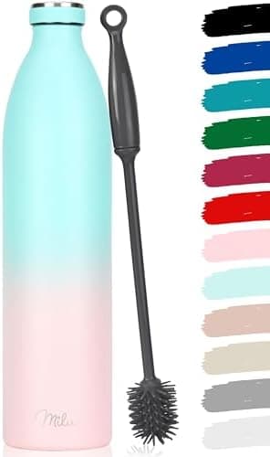 Milu Edelstahl Trinkflasche für Erwachsene – 750ml Isolierflasche zum Tragen – auslaufsicher, Kohlensäuregerecht inkl. R
