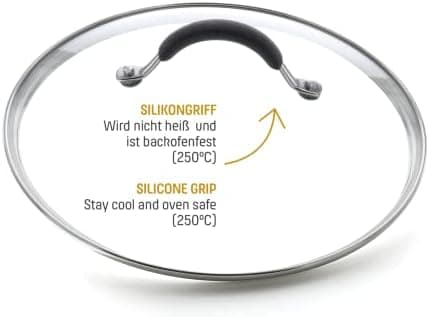 Coolinato Backofenfester Glasdeckel 26cm für Töpfe und Pfannen
| Coolinato Silikongriff Glasdeckel 26cm komplett backof