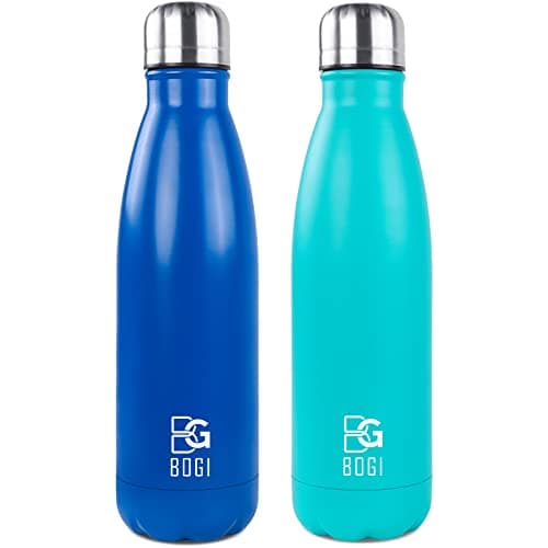 BOGI Doppelwandige Thermosflasche Edelstahl Trinkflasche Kinder Trinkflasche Schule Himmelblau Pink