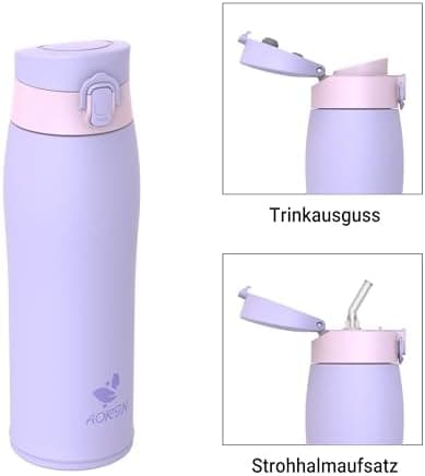 AORIN Trinkflasche Edelstahl 18/8, 500ml, BPA-Frei, Doppelwandig Isolierflasche für Sport, Schule und Outdooraktivitäten
