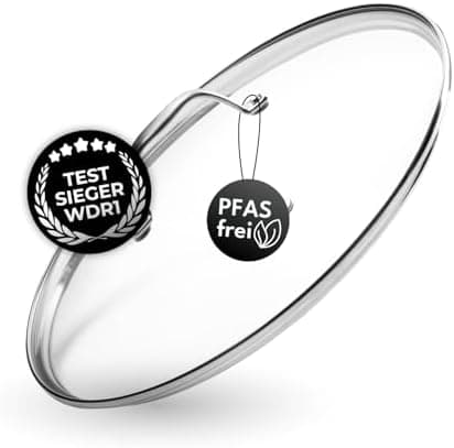 Hartglas-Topfdeckel 32cm | Passend Für Pfannen & Töpfe | Hitzebeständig Bis 250°C | Dampfventil Inklusive | Spülmaschine