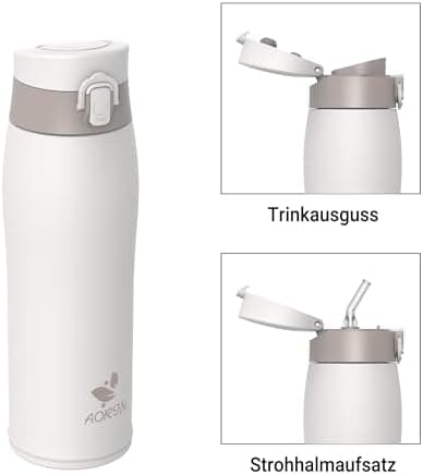 AORIN Trinkflasche Edelstahl 18/8, 500ml, BPA-Frei, Doppelwandig Isolierflasche für Sport, Schule und Outdooraktivitäten