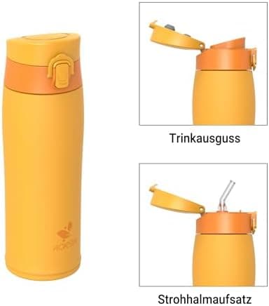 AORIN Trinkflasche Edelstahl 18/8, 500ml, BPA-Frei, Doppelwandig Isolierflasche für Sport, Schule und Outdooraktivitäten