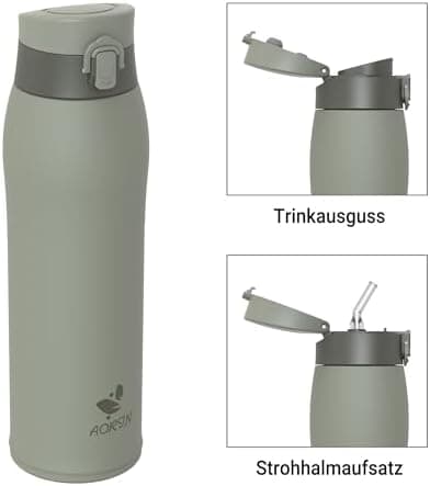 AORIN Trinkflasche Edelstahl 18/8, 500ml, BPA-Frei, Doppelwandig Isolierflasche für Sport, Schule und Outdooraktivitäten